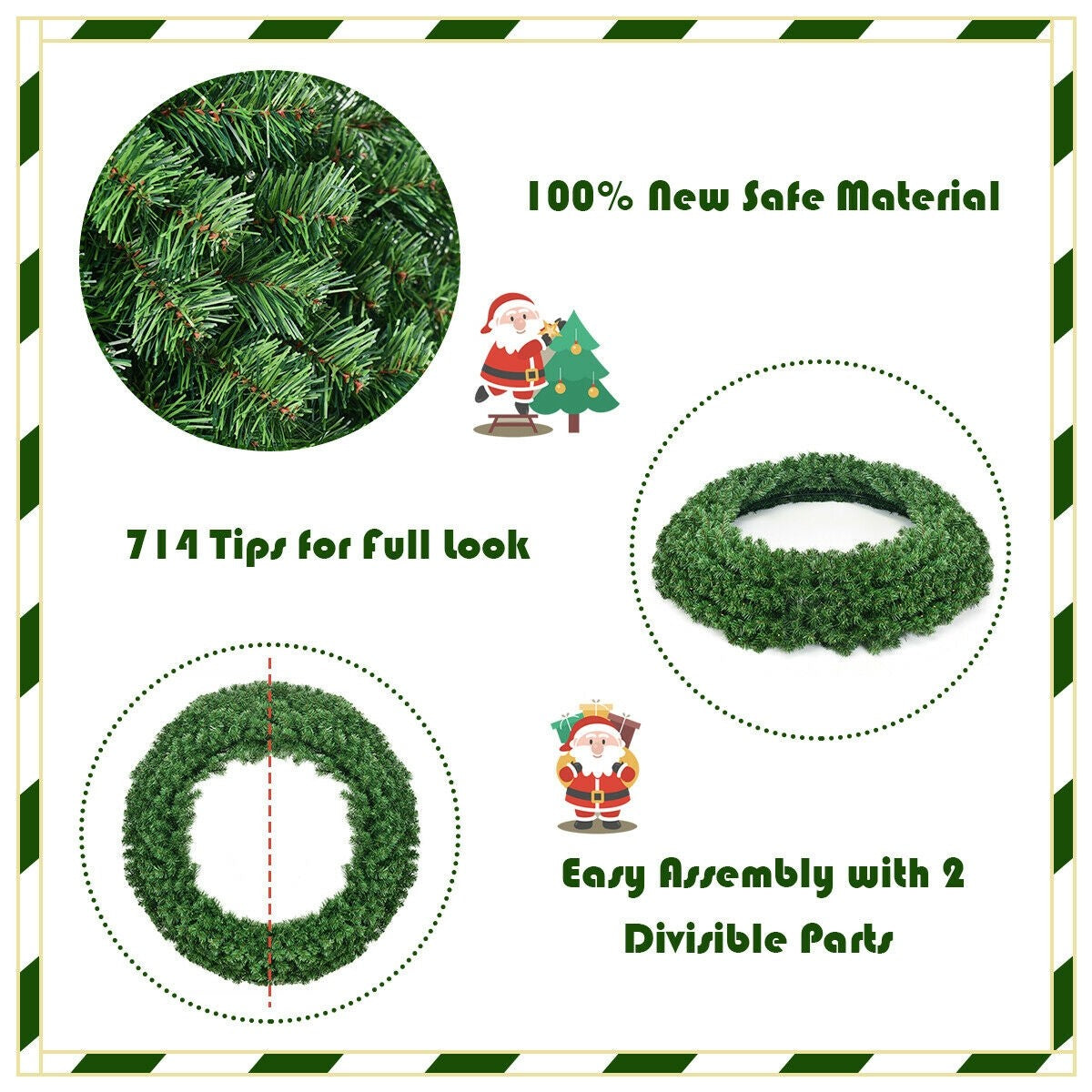 48" Pre-lit Cordless Artificial Christmas Wreath - LucktreeUS