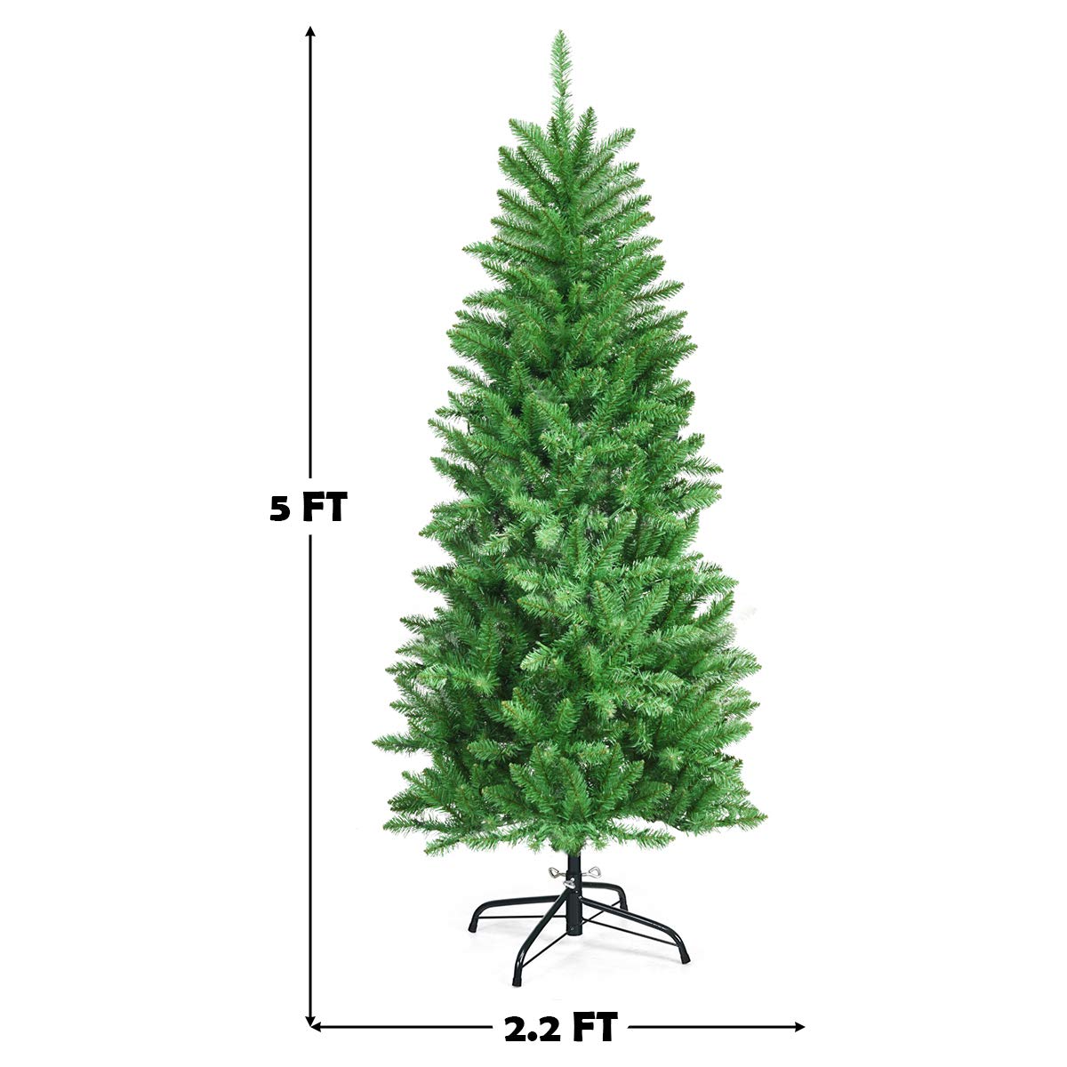 Lucktree 5ft Pre-lit Artificial Christmas Tree, Hinged Fir Pencil Christmas Tree with Lights - LucktreeUS