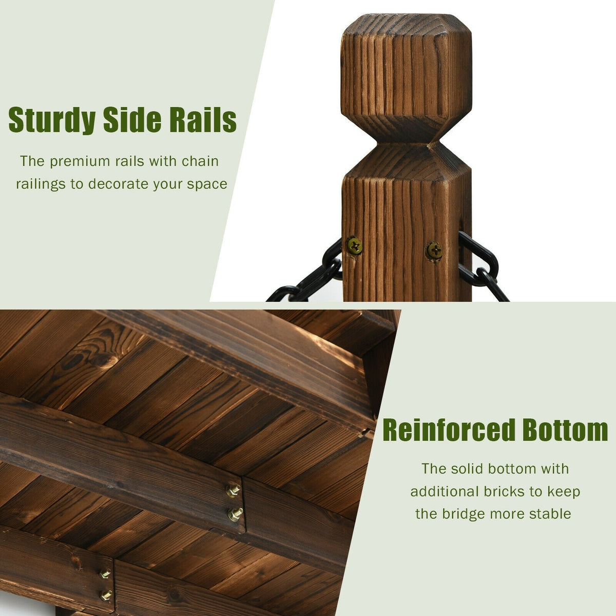 Lucktree 5 ft Wooden Garden Bridge