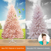 Artificial Pink Christmas Tree, 6ft/7ft Premium Unlit Hinged Spruce Full Tree - LucktreeUS