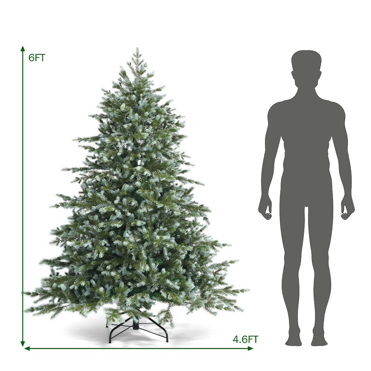 Lucktree Artificial Christmas Tree, Metal Stand, Wintry Indoor Decoration for Holiday Festival - LucktreeUS