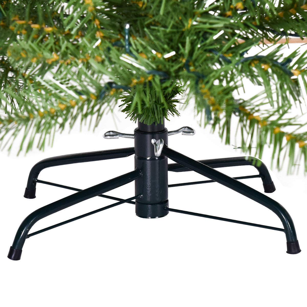 Lucktree Pre-Lit Christmas Tree Artificial PVC Spruce Hinged with 560 LED Lights and Solid Metal Legs - LucktreeUS