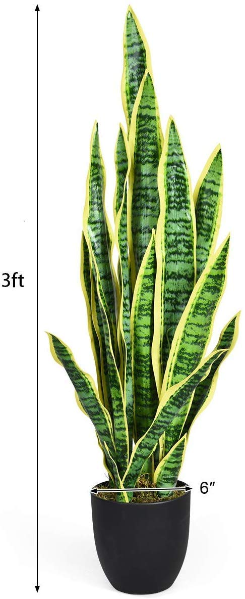 Artificial Snake Plant, 36" Fake Sansevieria - LucktreeUS