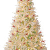 Lucktree 6FT / 7FT Hinged Lighted Xmas Tree with Snow Flocked Branch Tips & LED Lights