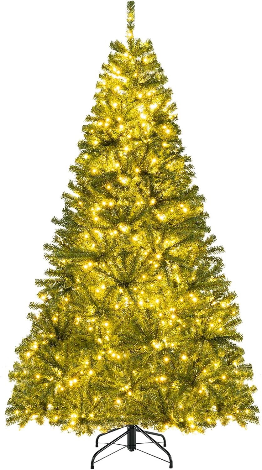 Lucktree 6FT | 7FT | 8FT Pre-Lit Remote Control Artificial Christmas Tree with Warm White LED Lights