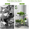 Lucktree Garden Cart Metal Plant Stand with 4 Decorative Wheels