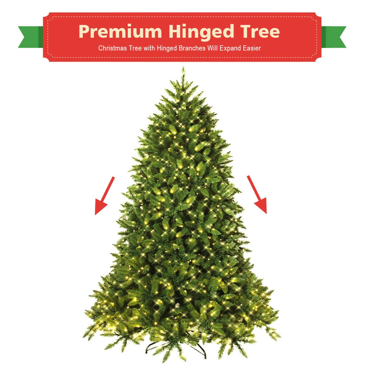 5ft Prelit Christmas Tree, Premium Hinged Artificial Fir Tree - LucktreeUS