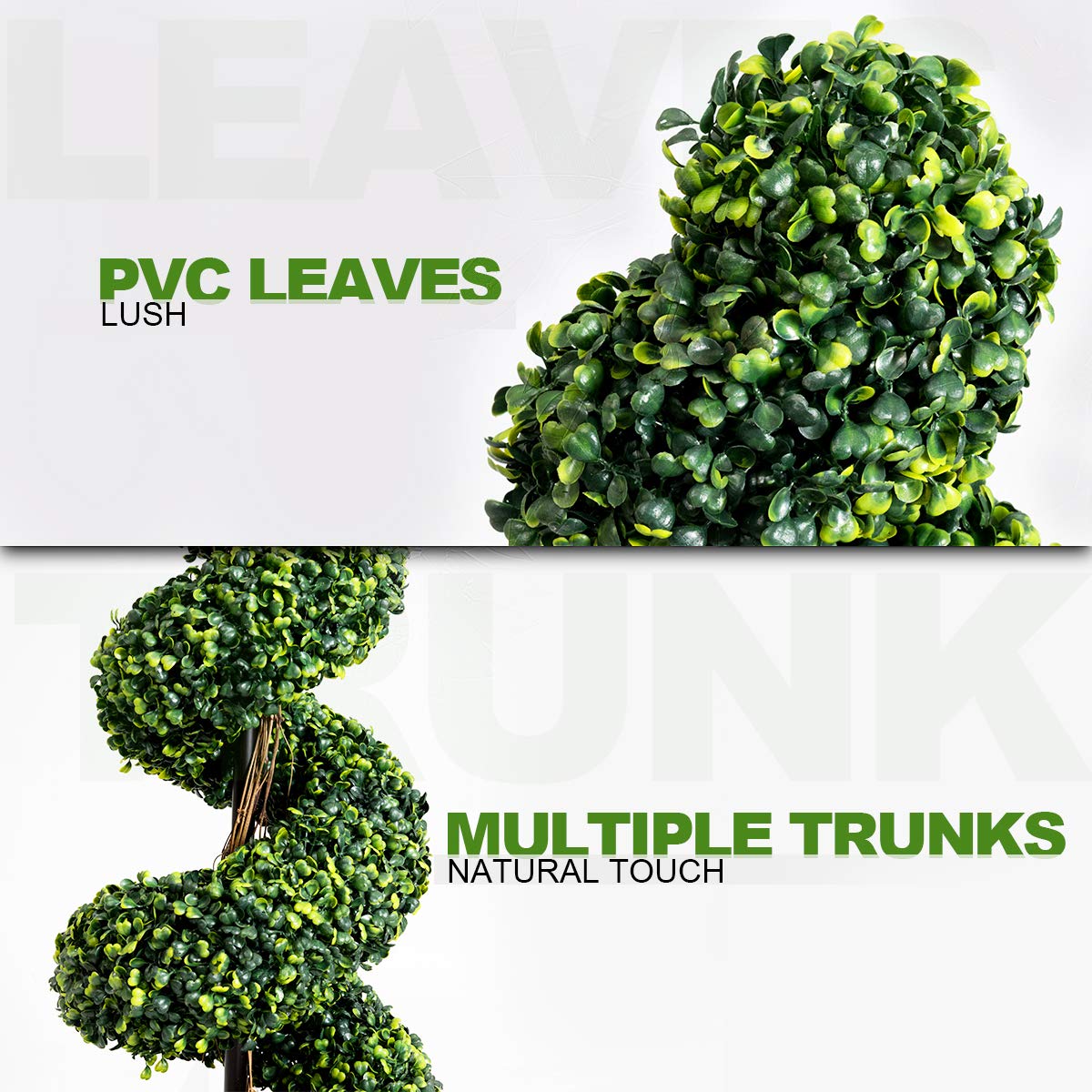 4 Ft Artificial Boxwood Spiral Tree, Fake Greenery Plants - LucktreeUS