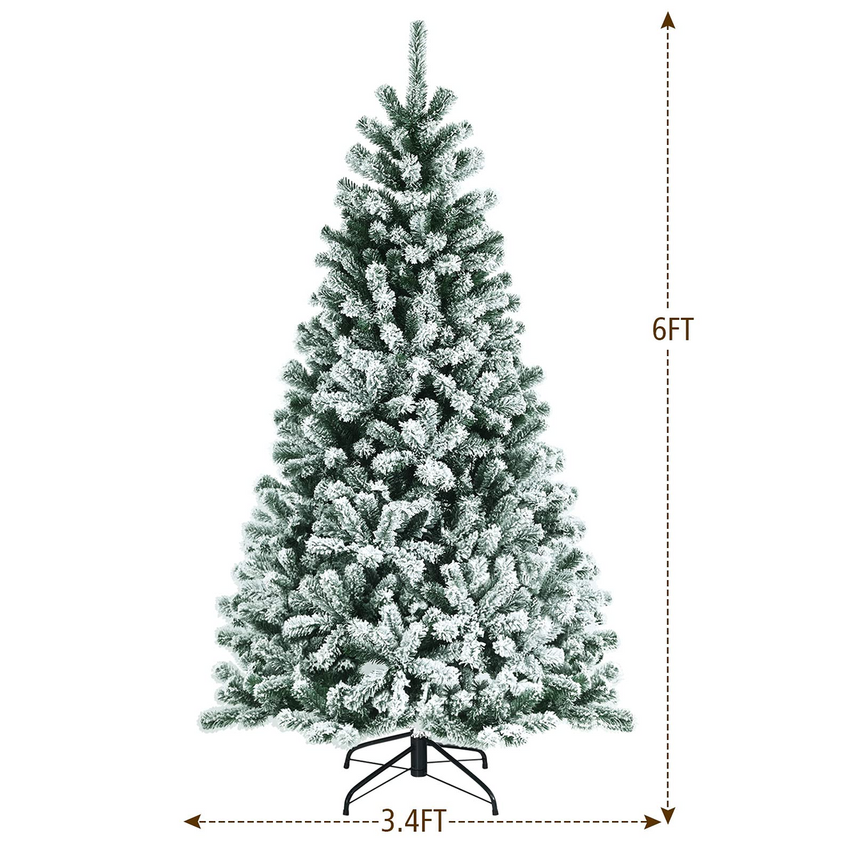 Lucktree Snow Flocked Christmas Tree, Artificial Hinged Xmas Tree - LucktreeUS