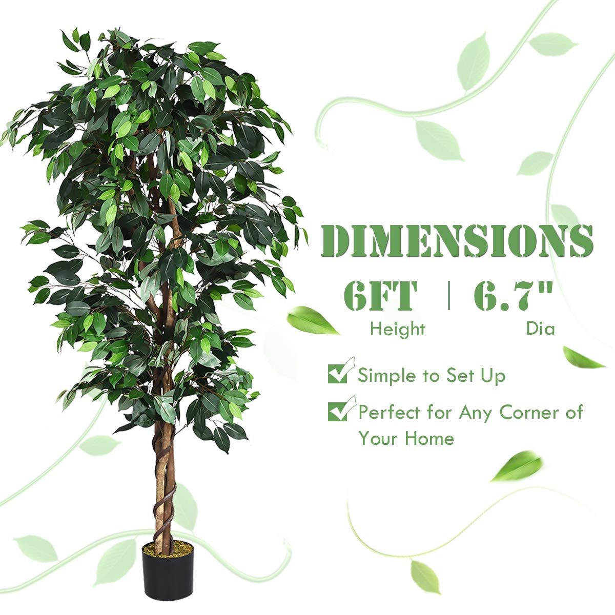 4/5.5/6FT FICUS Silk Leaf Artificial Tree - LucktreeUS