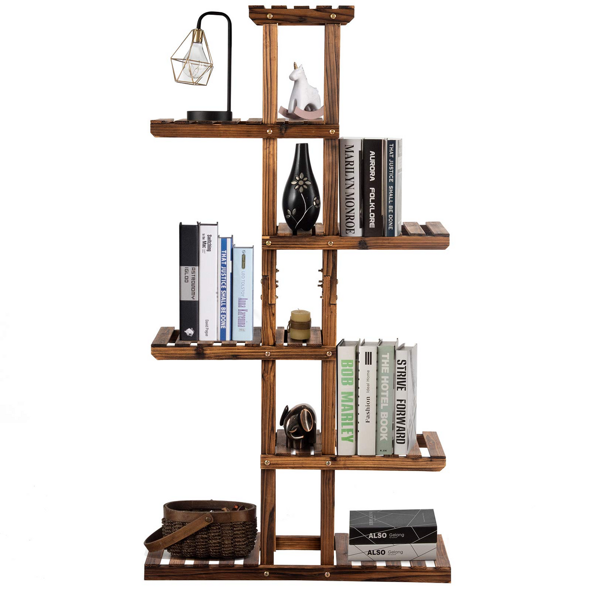 Lucktree Flower Rack Wood Plant Stand 7 Wood Shelves 11 Pots