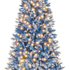 Lucktree Blue Hinged Xmas Tree with Frosted PVC Branch Tips & Warm White LED Lights