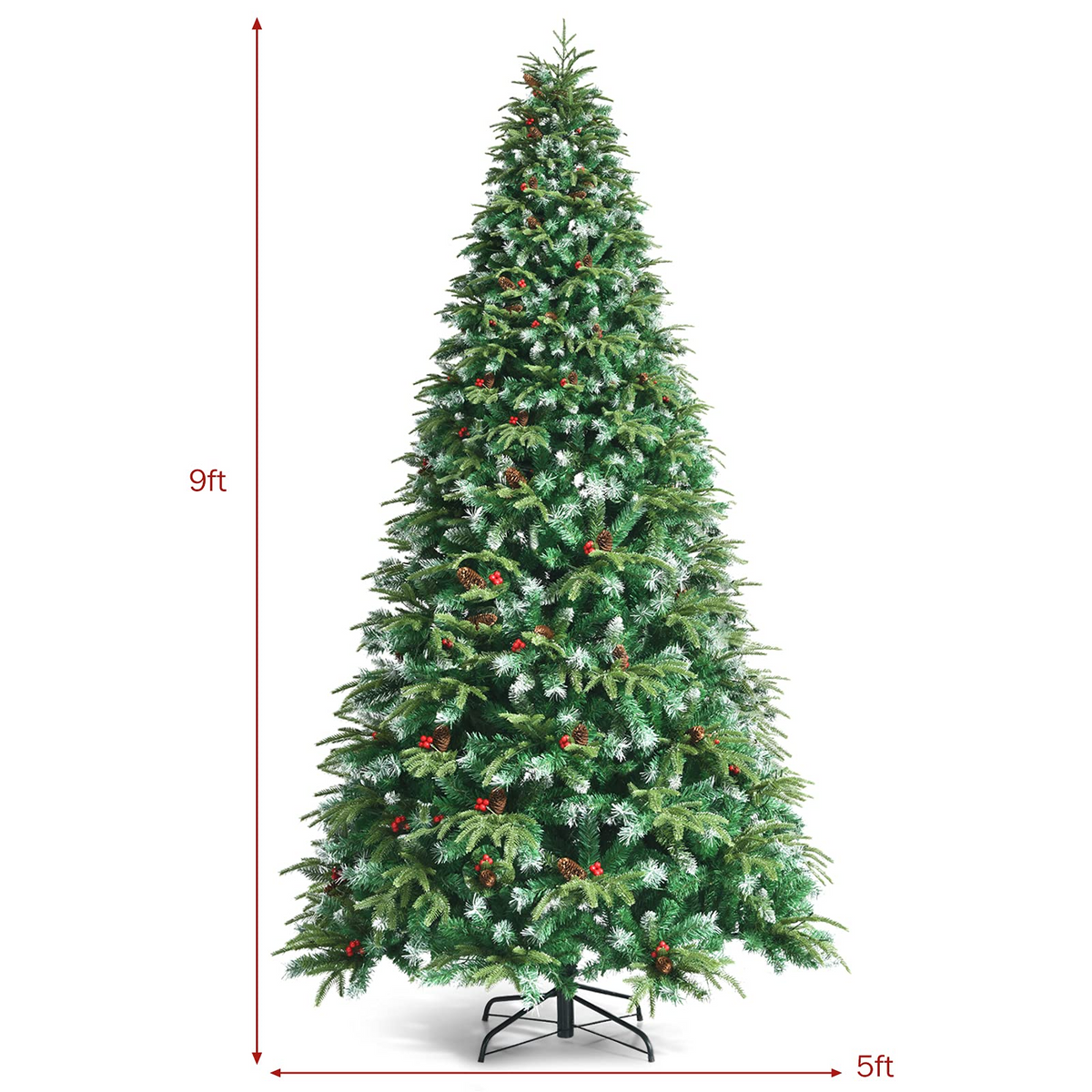 Lucktree 8FT Pre-Lit Artificial Christmas Tree, Hinged Realistic Snowy Xmas Pine Tree W/ 780 Color Changing LED Lights, 11 Flash Modes - LucktreeUS