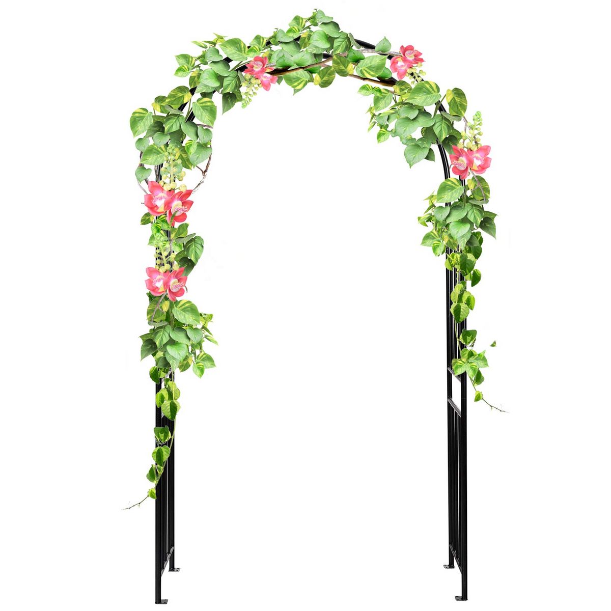 Lucktree 7.2Ft Garden Arch, Outdoor Steel Arbor w/Stakes