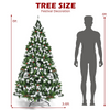 Lucktree Pre-lit Snow Flocked Christmas Tree,Hinged Artificial Xmas Tree, Indoor Holiday Festival Decoration - LucktreeUS
