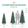 5ft Pre-lit Pencil Christmas Tree, Snow Flocked Artificial Hinged Xmas Tree - LucktreeUS