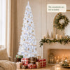 7 FT Christmas Pencil Tree, Hinged Holiday Tree with 300 Warm White LED Lights