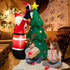 6FT Inflatable Christmas Decoration, Blow Up Christmas Tree & Santa Claus with Penguin