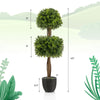 40" Artificial Boxwood Topiary Ball Tree, Double Ball Boxwood Plant with Cement-Filled Plastic Pot