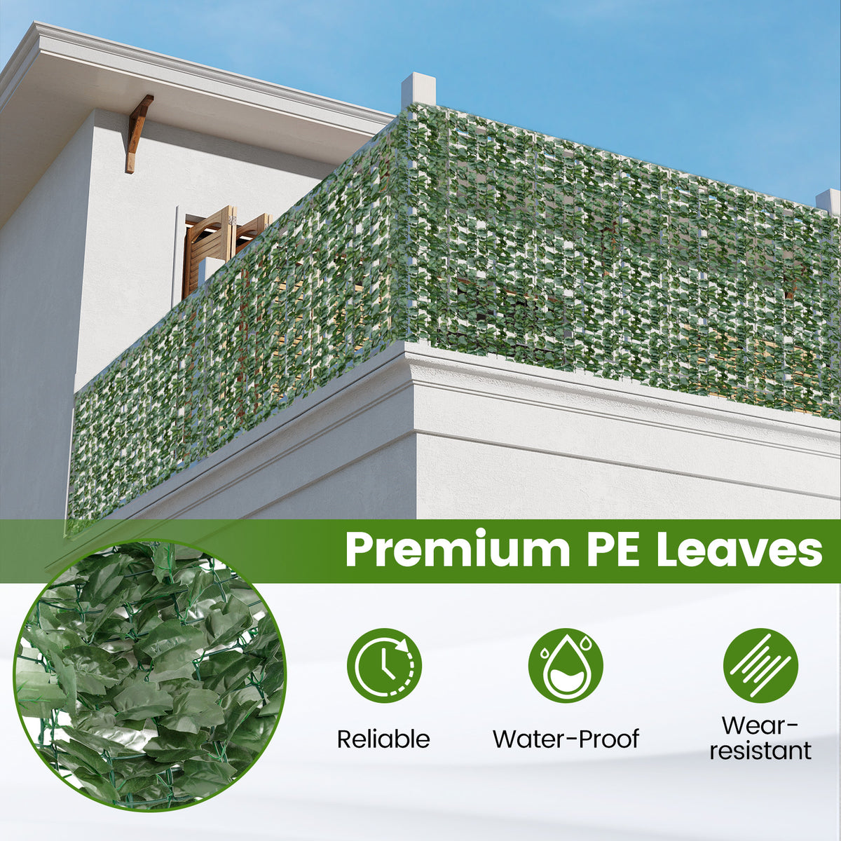 Faux Ivy Privacy Screen, Expandable Artificial Greenery Fence