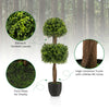 40" Artificial Boxwood Topiary Ball Tree, Double Ball Boxwood Plant with Cement-Filled Plastic Pot