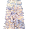 Lucktree 6FT / 7FT Blue Gradient Snow Flocked Christmas Tree with Warm White LED Lights