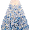 Lucktree Pre-Lit Snow Flocked Christmas Tree | Artificial Hinged Xmas Full Tree