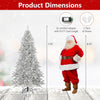 Lucktree Pre-Lit Snow Flocked Christmas Tree with Warm White LED Lights & Globe Lights