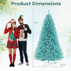 Lucktree 6/7 FT Blue Pre-Lit Christmas Tree, Artificial Hinged Xmas Full Tree with 280/380 Warm White LED Lights