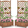 Lucktree 60” Wooden Planter Container with Drainage Holes Trellis