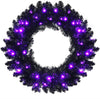 24' Black Halloween Wreath, Pre-lit Artificial Christmas Wreath - LucktreeUS