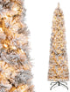 Lucktree Pre-Lit Snow Flocked Pencil Christmas Tree for Home Office Holiday Decor