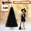 Lucktree 6/7/8 FT Pre-Lit Black Halloween Tree, Artificial Hinged Christmas Tree with 280/380/500 Orange & Purple LED Lights