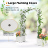 Wooden Garden Arbor with Planter Boxes, White Trellis Archway for Climbing Plants & Decorations