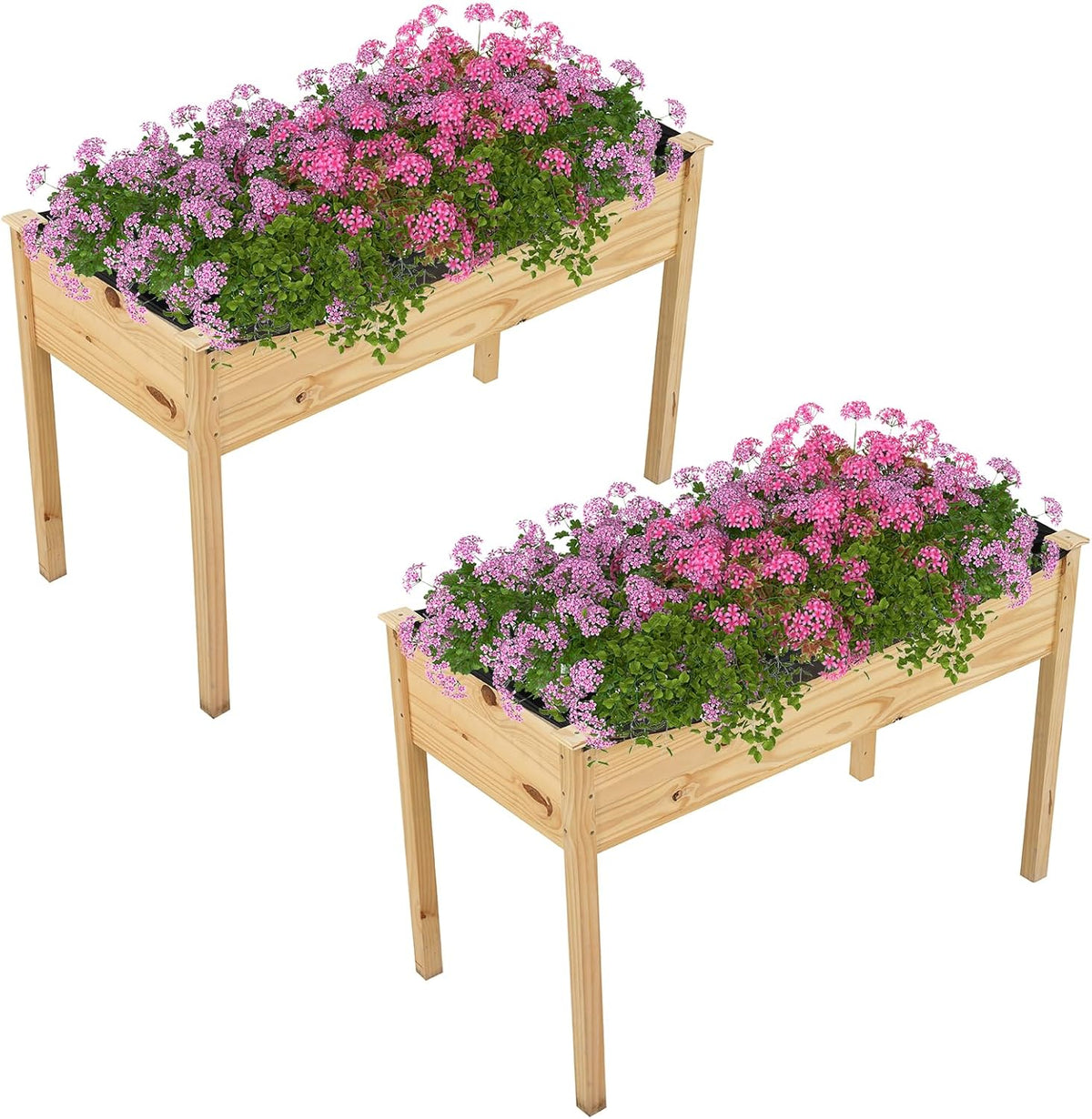 Lucktree 47"x23"x30"  Elevated Wood Planter Box with Liner