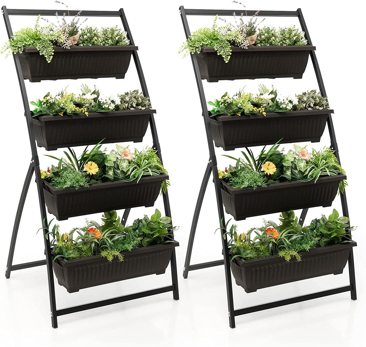 Lucktree 2 Pcs 4.1FT Vertical Raised Garden Bed, 4-Tier Elevated Planter Box
