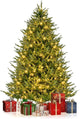 Lucktree 6ft Pre-Lit Artificial Christmas Tree, Hinged Xmas Tree with 280 Warm-White LED Lights