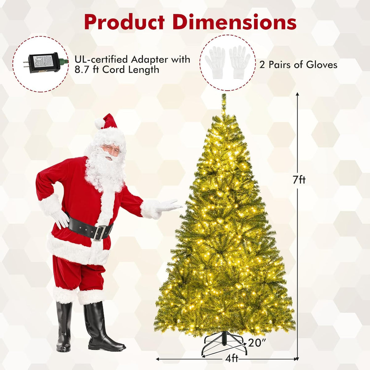 Lucktree 6FT | 7FT | 8FT Pre-Lit Remote Control Artificial Christmas Tree with Warm White LED Lights