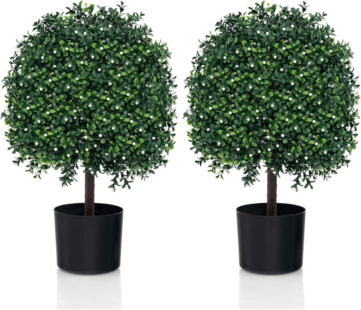 Lucktree 21.5" Artificial Tree, Set of 2 Faux Potted Plants Artificial Shrubs Bushes