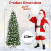 Lucktree 6ft / 7.5ft / 9ft Pre-Lit Pencil Christmas Tree with Flocked Frosted Tips & LED Lights
