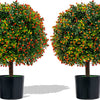 Lucktree 21.5" Artificial Tree, Set of 2 Faux Potted Plants Artificial Shrubs Bushes
