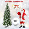 Lucktree 6ft / 7.5ft / 9ft Pre-Lit Pencil Christmas Tree with Flocked Frosted Tips & LED Lights