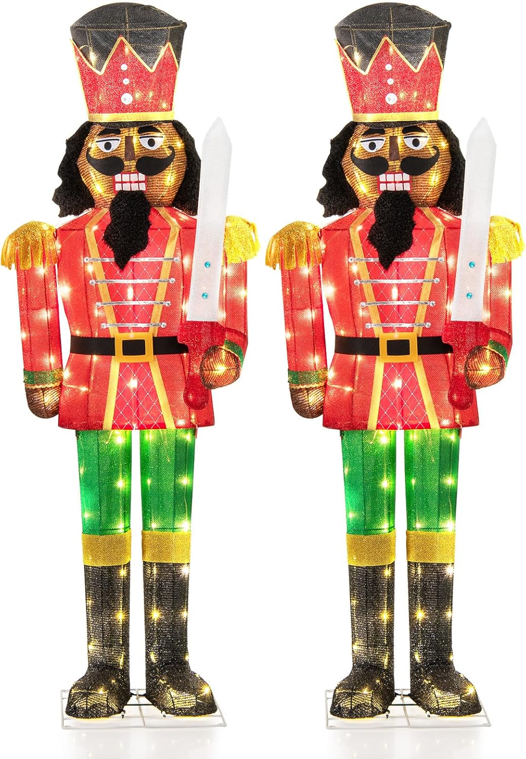 Lucktree 5 FT Lighted Christmas Nutcracker with Glitter Sword