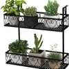 Lucktree Balcoy Flower Pot Stand Rack w/ Adjustable Hooks & 2 Planter Baskets