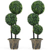 Lucktree 3 FT Artificial Boxwood Topiary Tree Sun-Protective Triple Ball Fake Plants Shrubs (1/2 Pack)
