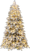 Lucktree Pre-Lit Snow Flocked Christmas Tree with Mixed Branch Tips & LED Lights