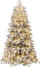 Lucktree Pre-Lit Snow Flocked Christmas Tree with Mixed Branch Tips & LED Lights