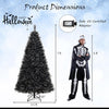 Lucktree 6/7/8 ft Pre-Lit Black Halloween Christmas Tree, Artificial Hinged Xmas Full Tree with 362/572/860 Pine Needles & PVC Branch Tips