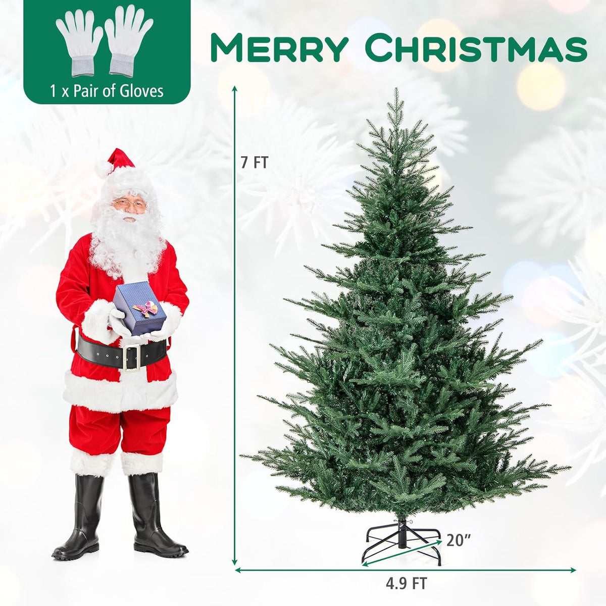 Lucktree 6FT / 7FT Pre-Lit Artificial Christmas Tree with PVC & PE Mixed Branch Tips
