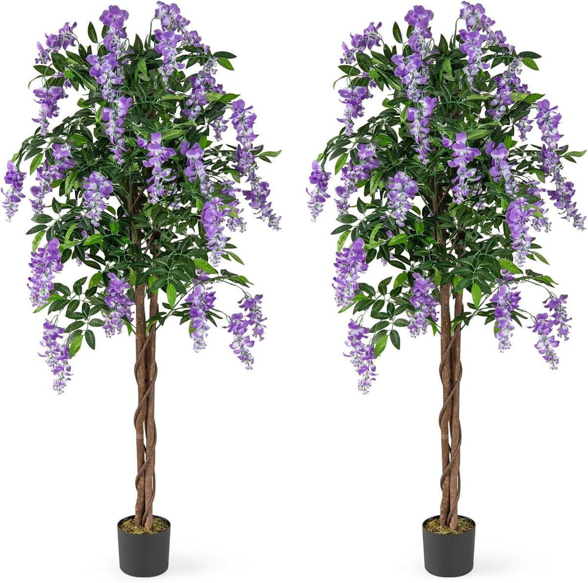Lucktree 5.5FT Faux Wisteria Tree in Nursery Pot with Blooming Flowers